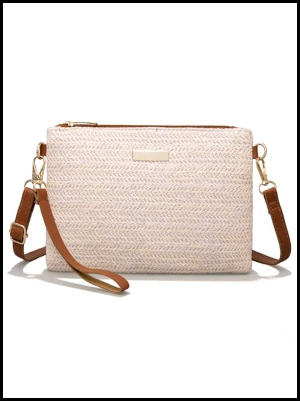 Straw Purse for Women Small Beach Clutch Wristlet Wallet with Removable Strap